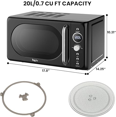Miniatura 6 de Total Chef Horno microondas retro 20L 0.7 pies cúbicos Inicio rápido y descongelación por pesotiempo 8 modos de cocción preestablecidos para