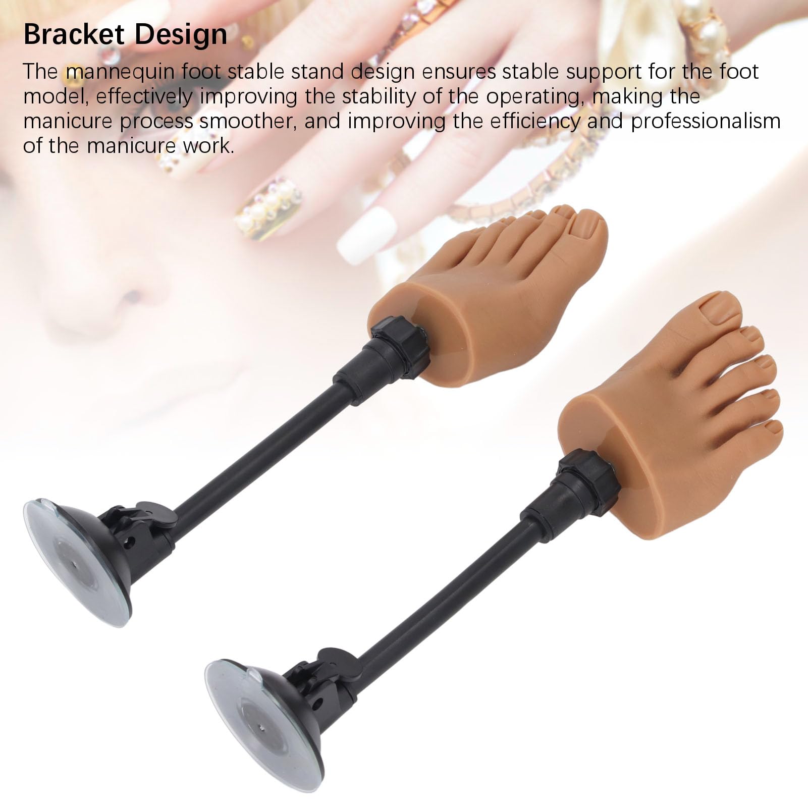 Para Silikonowego Modelu Stopy, Silikonowy Manekin do Manicure ze Stojakiem, Separator Palców, ćwiczący Fałszywy Model Treningowy Stóp do Wyświetlania Porad do Pedicure Paznokci