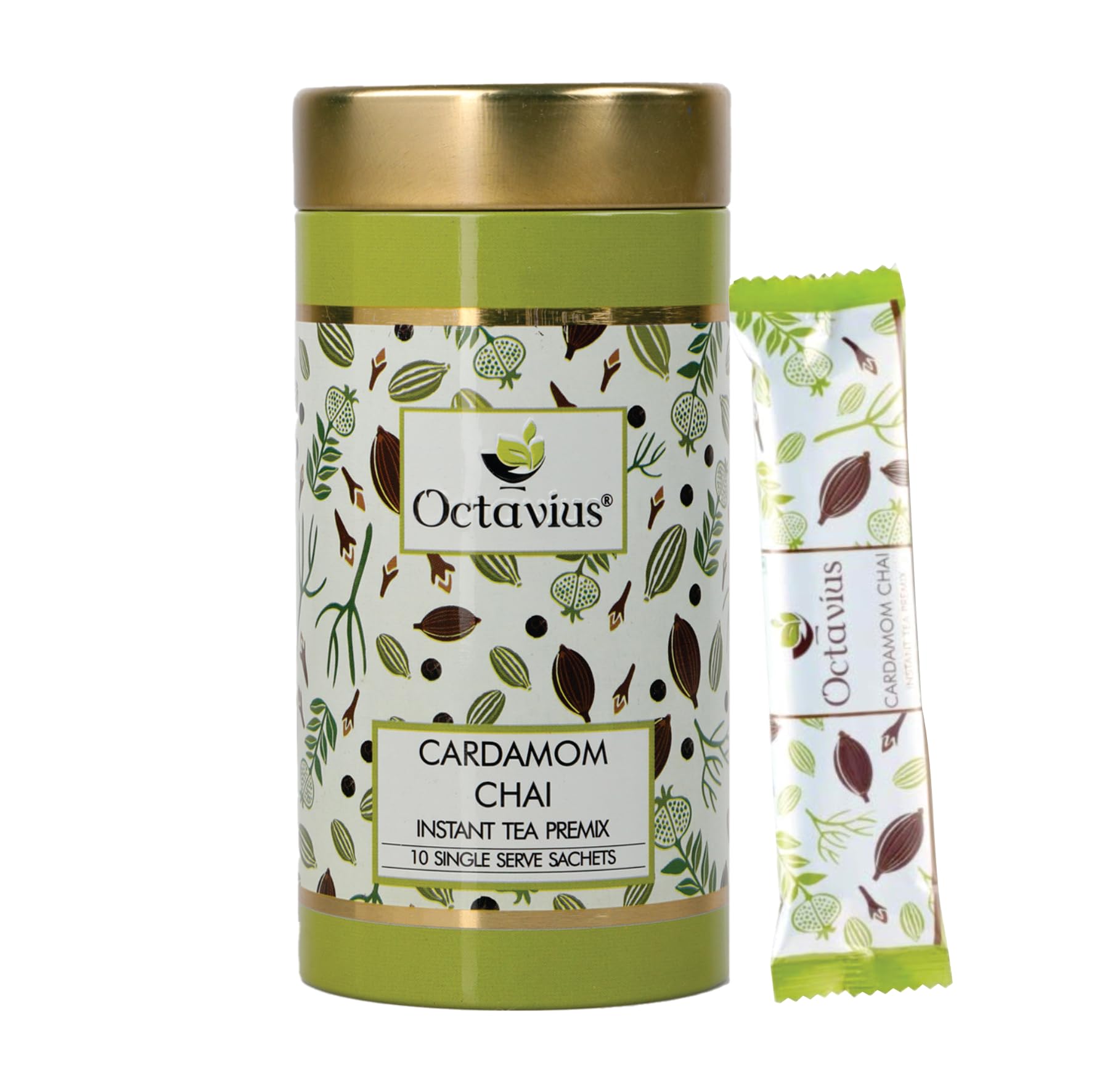 Octavius | Cardamom Chai Premix Tea - 10 Pouches | Elaichi Chai | Gift Tin Pack | Readymade Tea Mix | Ready Tea | Premix Tea Powder | Instant Tea | Tea Premix | 1 Minute Tea - (15Gm X 10 Sachets) (B09D3STX3J) Amazon Price History, Amazon Price Tracker