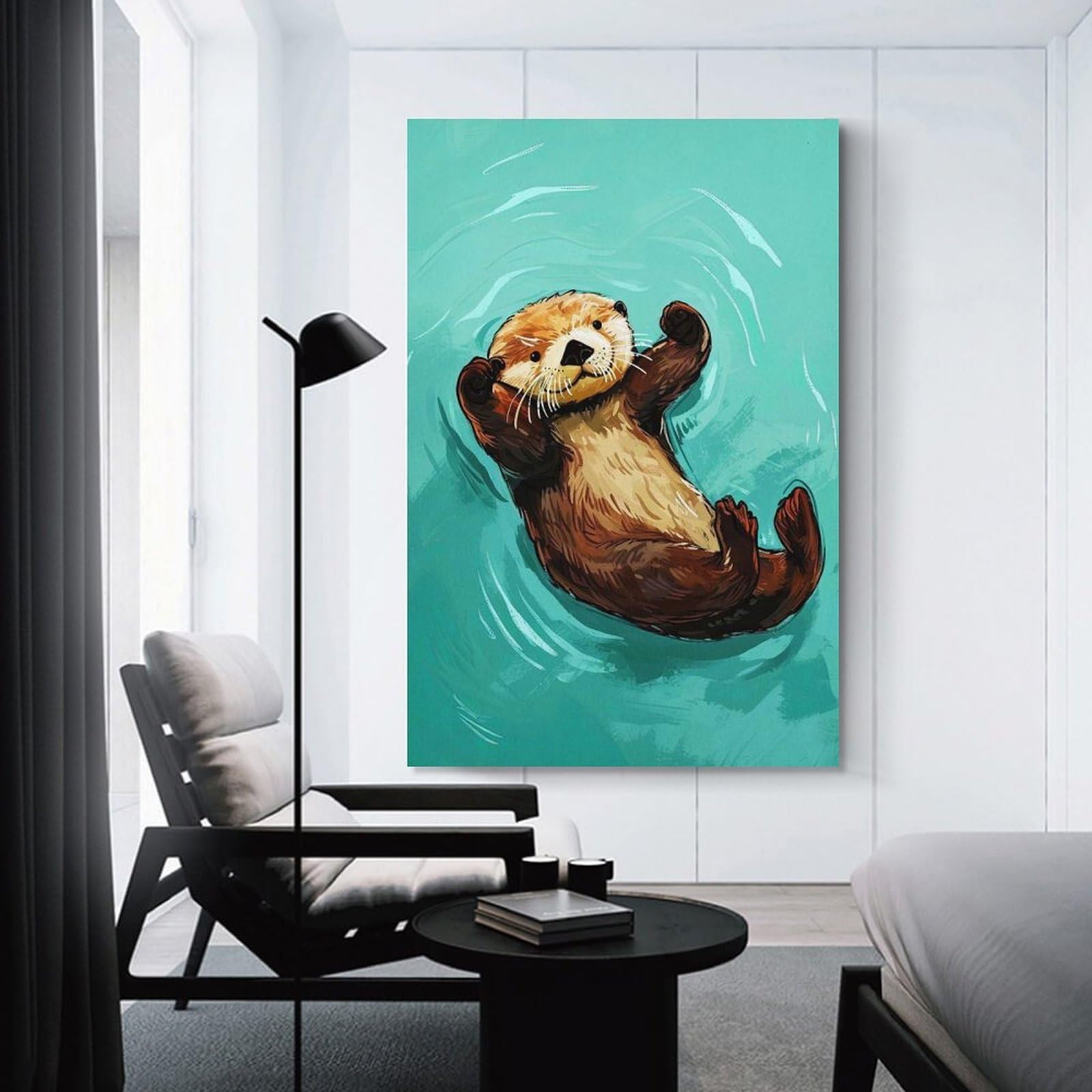 Junmoney Unframe-Style Otter Wall Art Print Wall Decor Canvas Print, 20X30inch(50X75cm), For Flats, Guest Rooms Or Compact Rooms, A Simple Refresh For Blank Walls