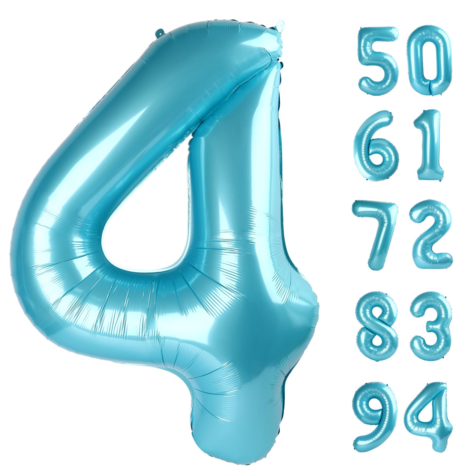 Pastel Blue 4 Balloon - Number Balloon 40 Inch, 4th Pastel Blue Decorations