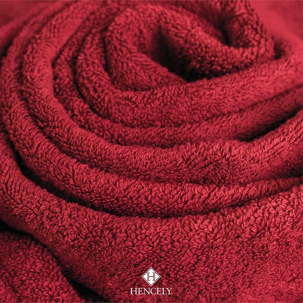 Hencely 6-Piece Bath Towel Set - High Absorbency, Quick Drying - 100% Soft Turkish Cotton - 2 Bath Towels, 2 Hand Towels, 2 Washcloths - for Bathroom, Home, Hotel, Spa, and Gym - 6-Pack Red