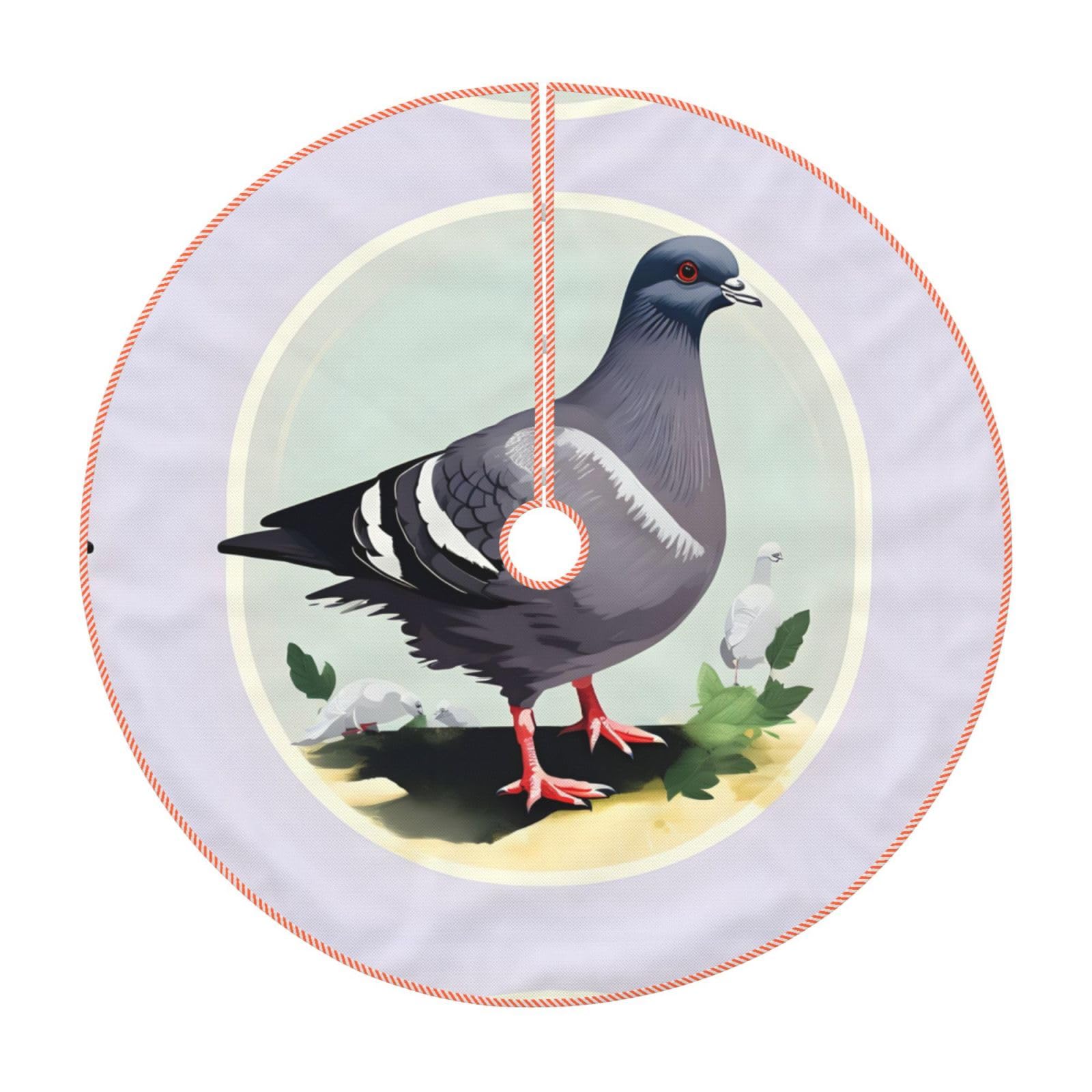 Jupe de sapin de Noël épaisse grise au design pigeon, textile de décoration haut de gamme