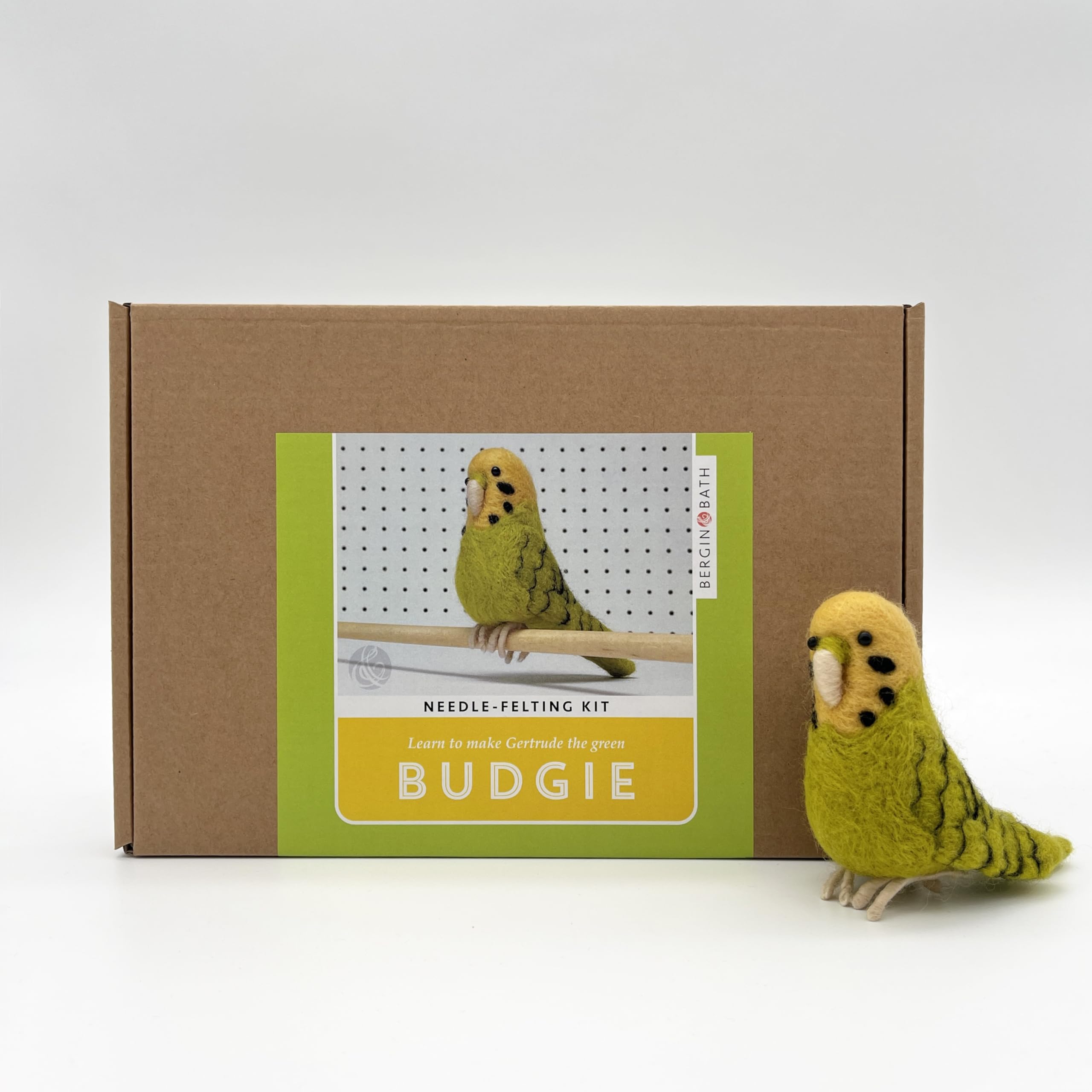 Bergin & Bath Needle Felting kit Budgie. Make a Green Budgerigar from Wool. Beginners DIY Felted Bird Project. A Perfect Creative Gift for Bird Lovers!