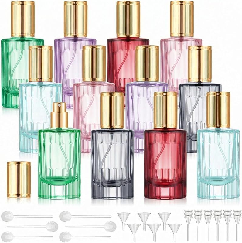Frascos de perfume Teenyyou com spray e acessórios, 30 mL, coloridos, pacote com 12