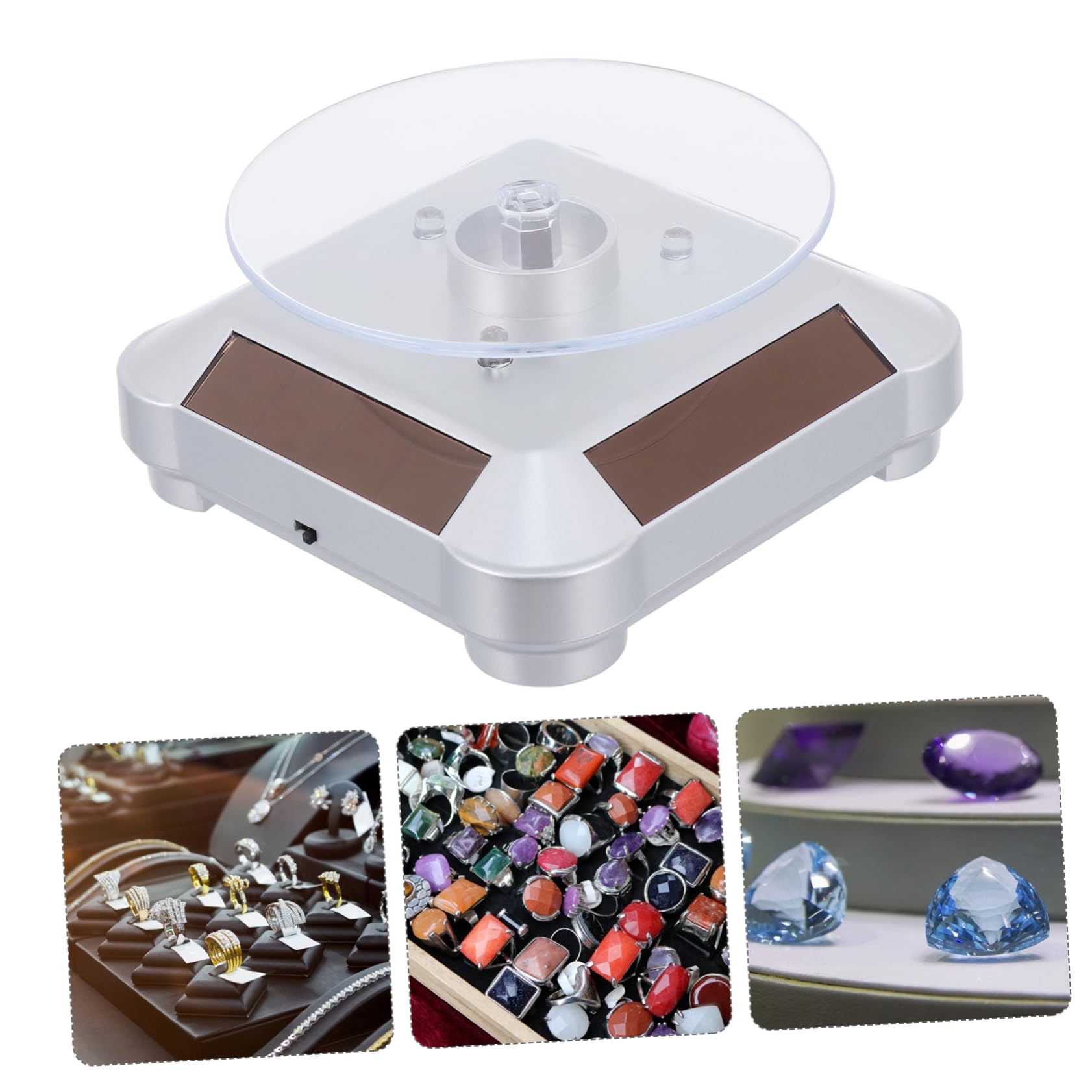 Présentoir Bijoux Rotatif Automatique – Plateau Tournant électrique Rechargeable – Support Jusqu’à 3 Kg – Pour Vitrine Ou Exposition