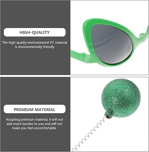 Miniatura 4 de Beaupretty Accesorios alienígenas para mujeres Alien Diadema y gafas Set Boppers Antena Halloween Fiesta tocado para mujeres niños verde