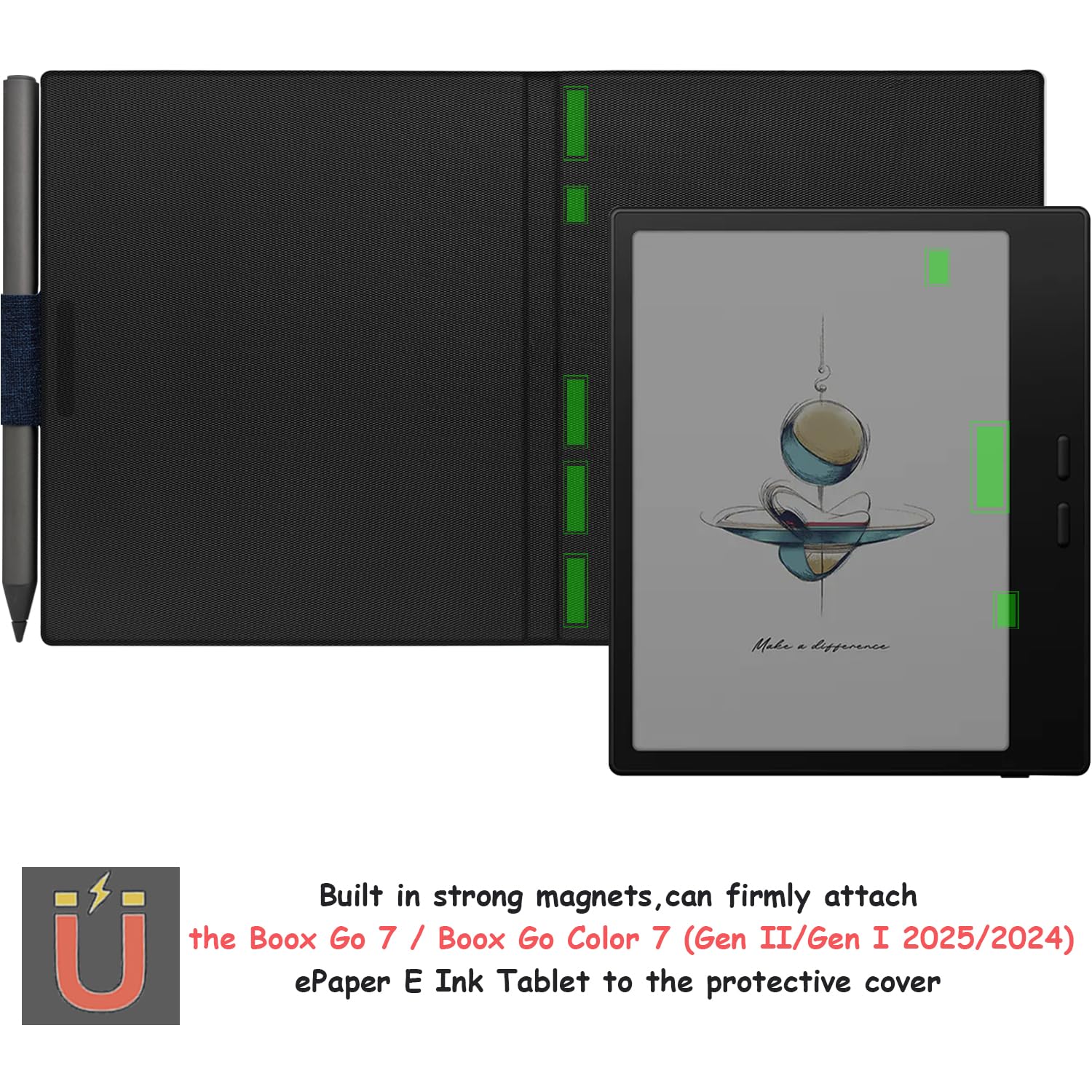 Amazon.co.jp: GOVTVA 磁気レザーケース 7インチ Boox Tablet Go Color
