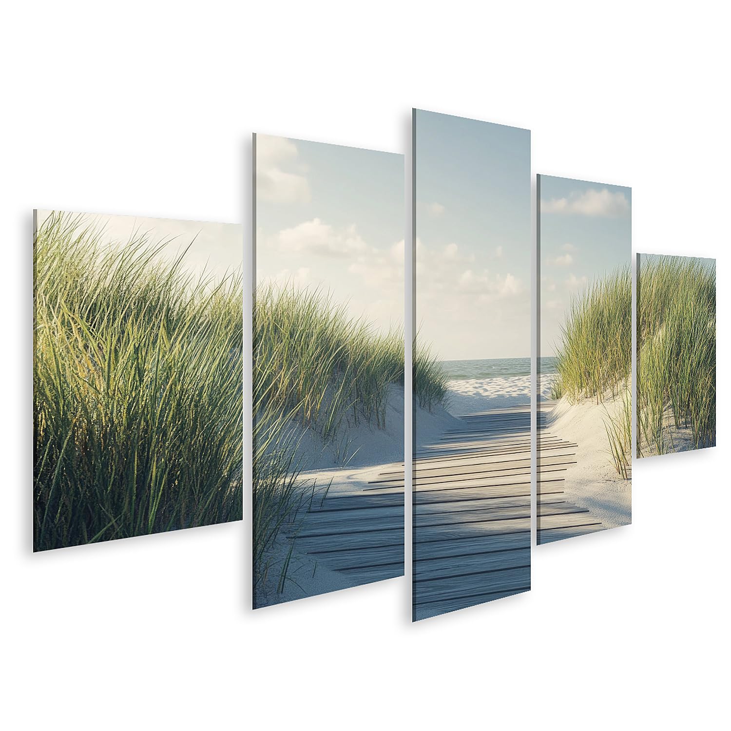 islandburner Cuadro sobre lienzo Pasarela de madera a través de duenas de playa con vistas al mar cielo cuadros murales póster