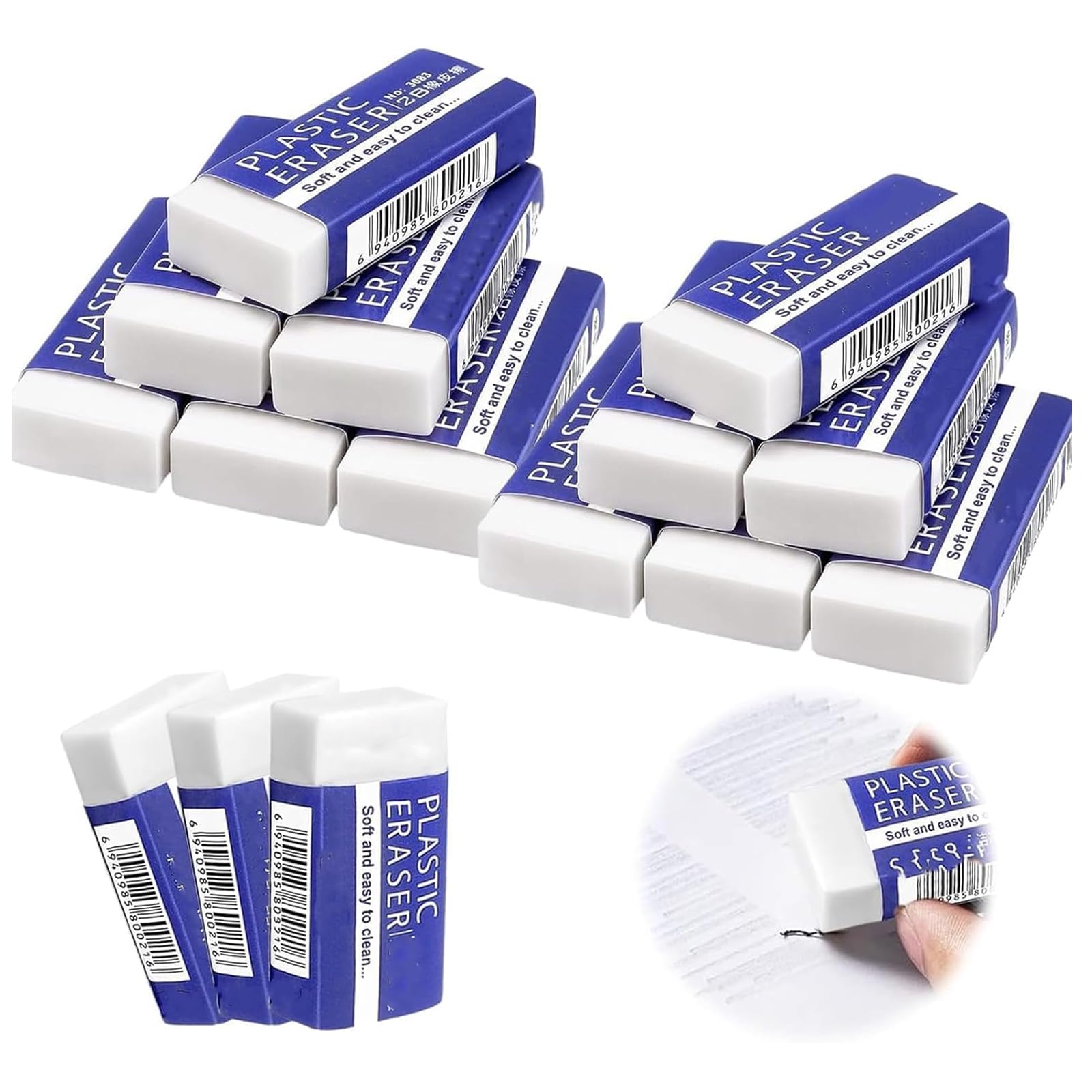 12 Pcs Rubbers Erasers, 2B Multipack Rubbers Erasers, Pencil Eraser Rubbers for School, Artists, Architects, Office, Students Teachers Drawing