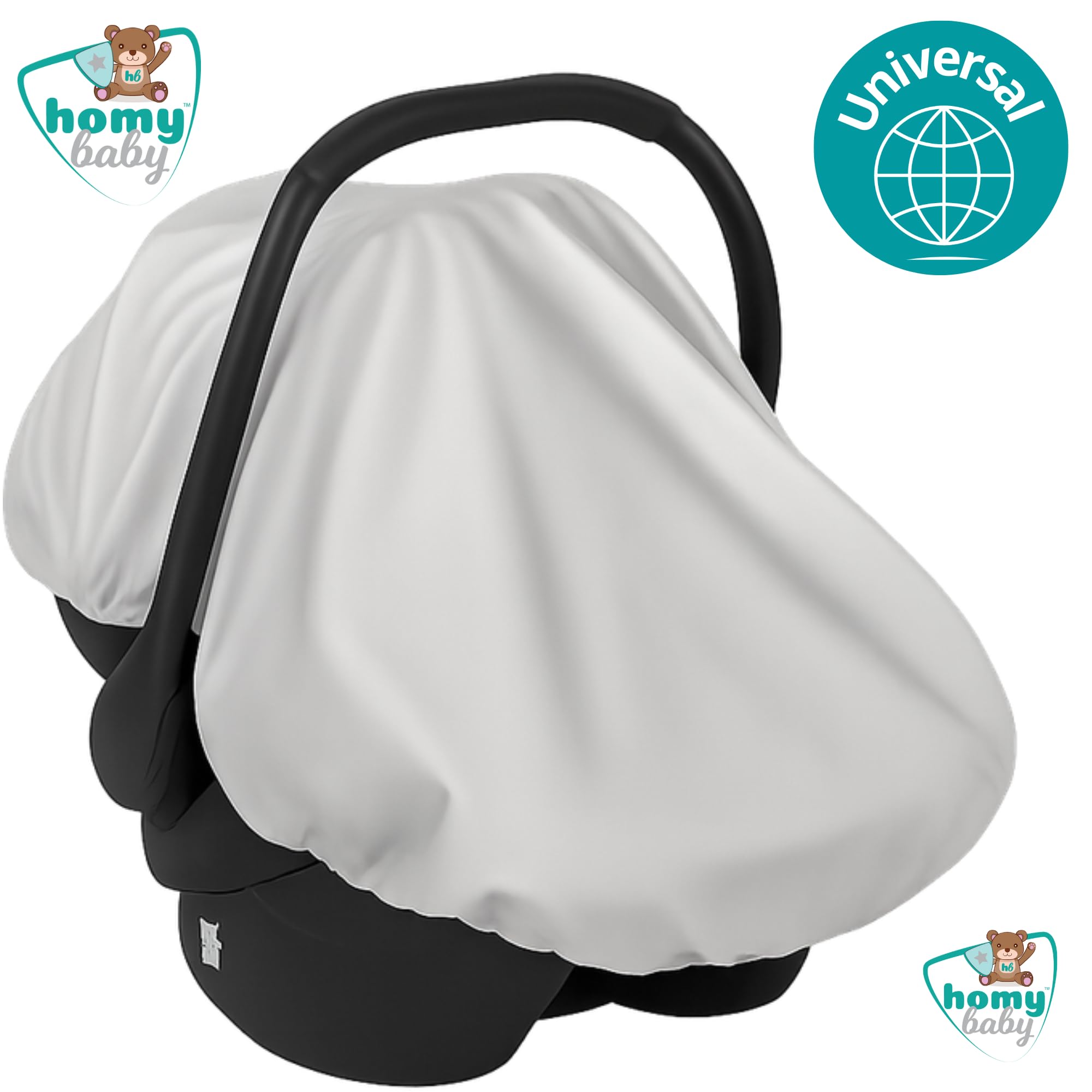 HOMYBABY® [2 unidades] Funda Antitérmica Silla Coche Bebe UNIVERSAL - Protección Solar Anti-UV - Reduce Calor hasta 25°C - Ajustable Grupos 0 1 2 3 - Protector Silla Infantil (Silver, X2)