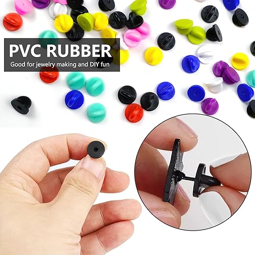 Vista 21 de 150 piezas de pasadores de goma con bloqueo, cierres de pasador de bloqueo con estuche de almacenamiento, cierres de pasador para broche de corbata