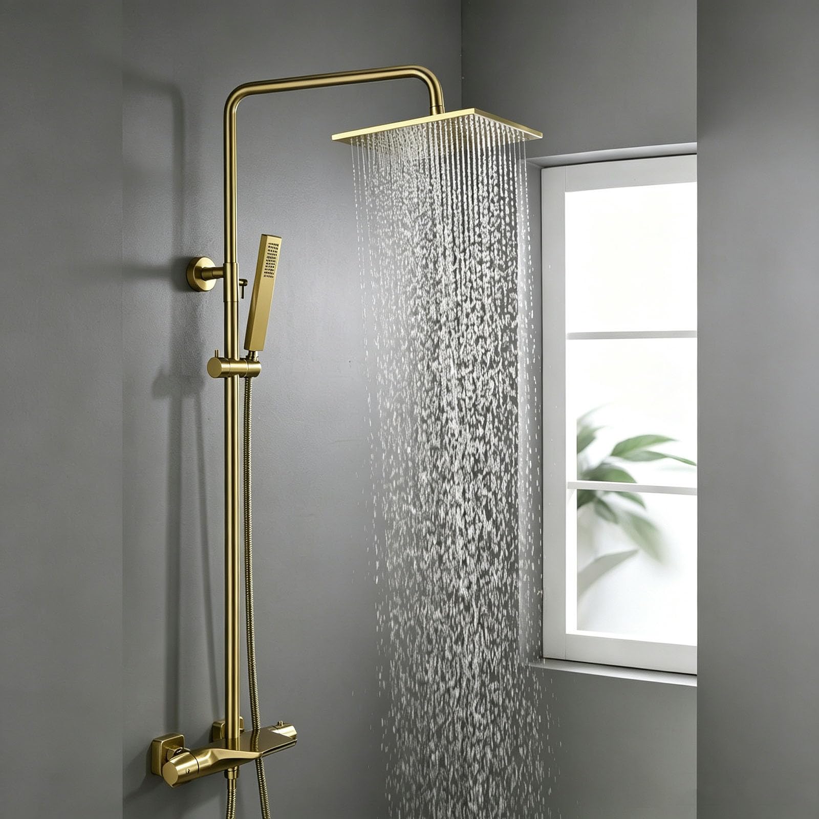Colonna Doccia Termostatico Oro Spazzolato da Muro