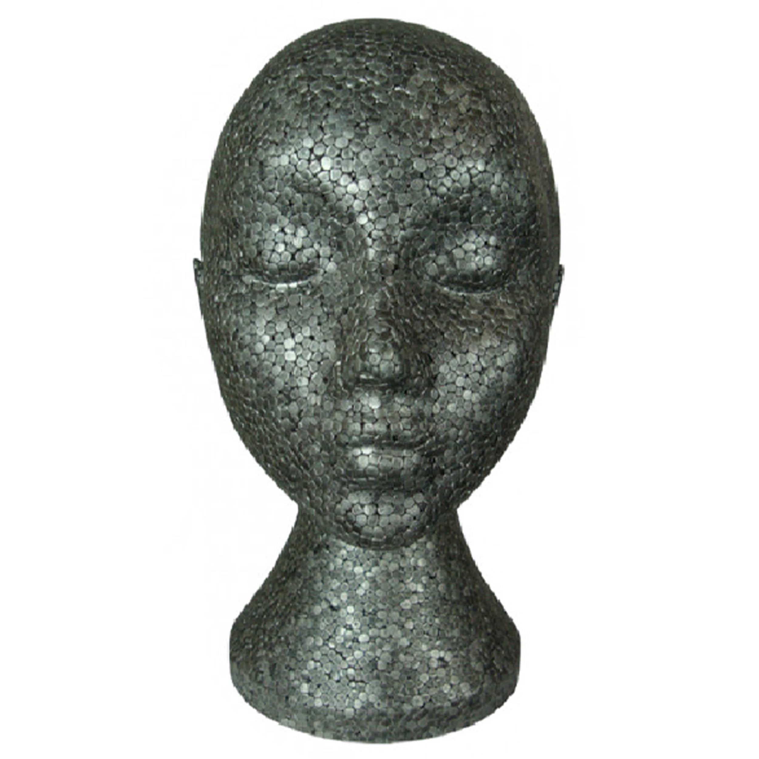 My Shopfittings POLYSTYRENE/PLASTIC MANNEQUIN DISPLAY MALE & FEMALE HEAD – WHITE, SILVER, BLACK, SWAN NECK, AND DURABLE PLASTIC HEAD (1 X BLACK FEMALE HEAD)