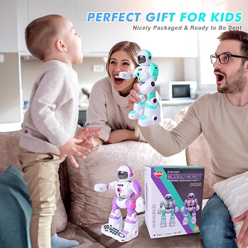 Miniatura 5 de VATOS Juguetes robot para niños, 2 piezas de robot de control remoto con control de grabación de voz y detección de gestos, funciones de baile de