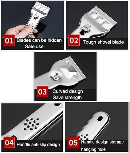 Miniatura 3 de Raspador de cocina, herramienta de limpieza multiusos para rascador de afeitar, soporte para limpiar placas de vidrio, ventanas, calcomanías,