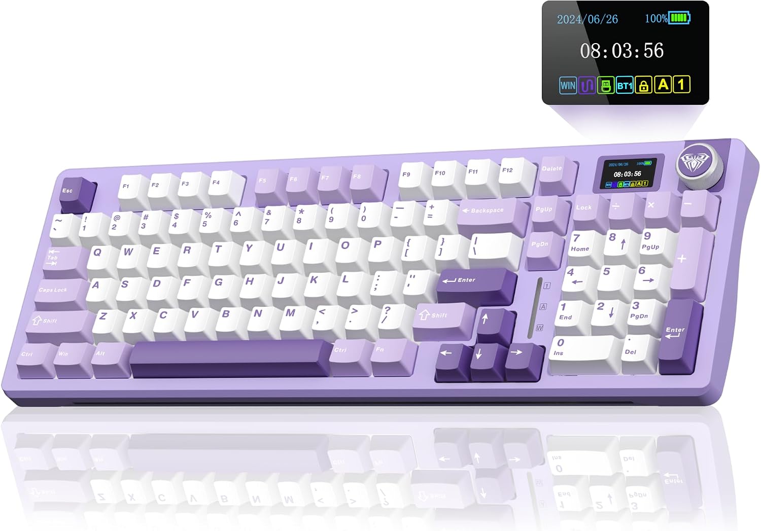 AULA S98 Pro Wireless Mechanical Keyboard with Screen & Knob, Tri-Mode Creamy Keyboard with Number Pad, Pre-lubed Linear Switches, Hot Swappable RGB Backlit Computer Gaming Keyboards for PC/Laptop