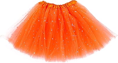 Women Tutu Skirts Adult 3 Layered Tulle Ballerina Dance Skirts with Sequin Stars Vintage Prom Dress-up for Christmas Parties