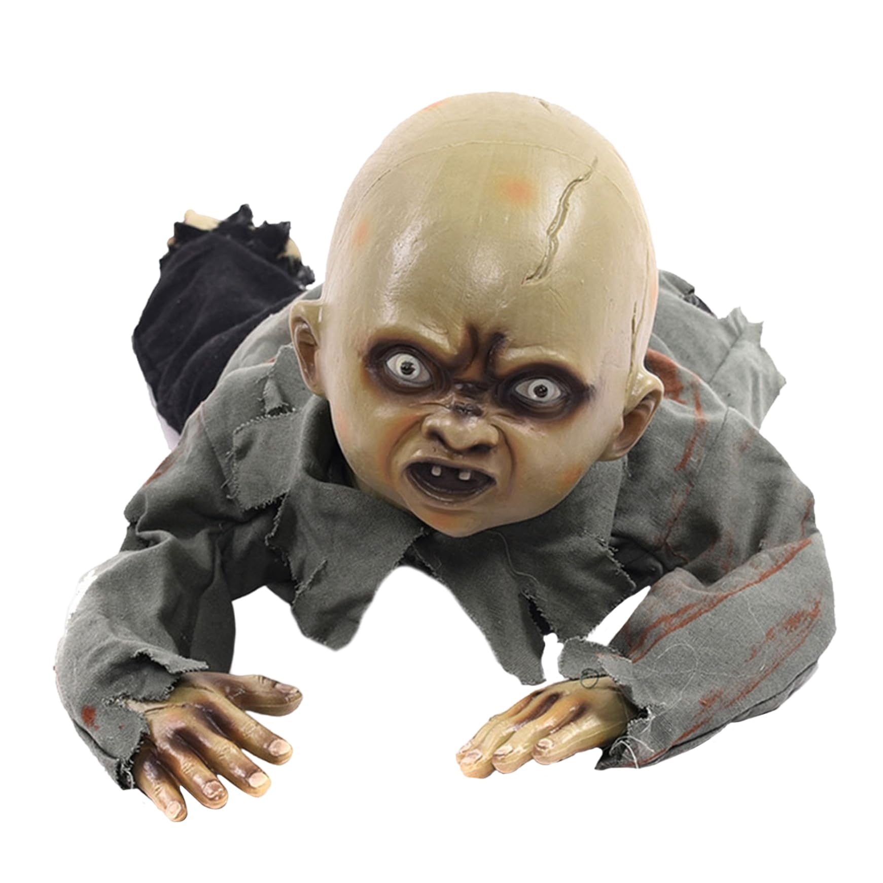 CNAFGBGG Halloween Ghost Ornament with Red Eyes and Terrible Shouts Voice Control Creepy Baby Crawling Ghost Halloween Decor Animated Crawling Baby Zombie Doll Prop Party Decor..