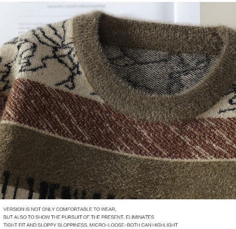 Winter Casual Round Neck Sweater Men's Base Knitted