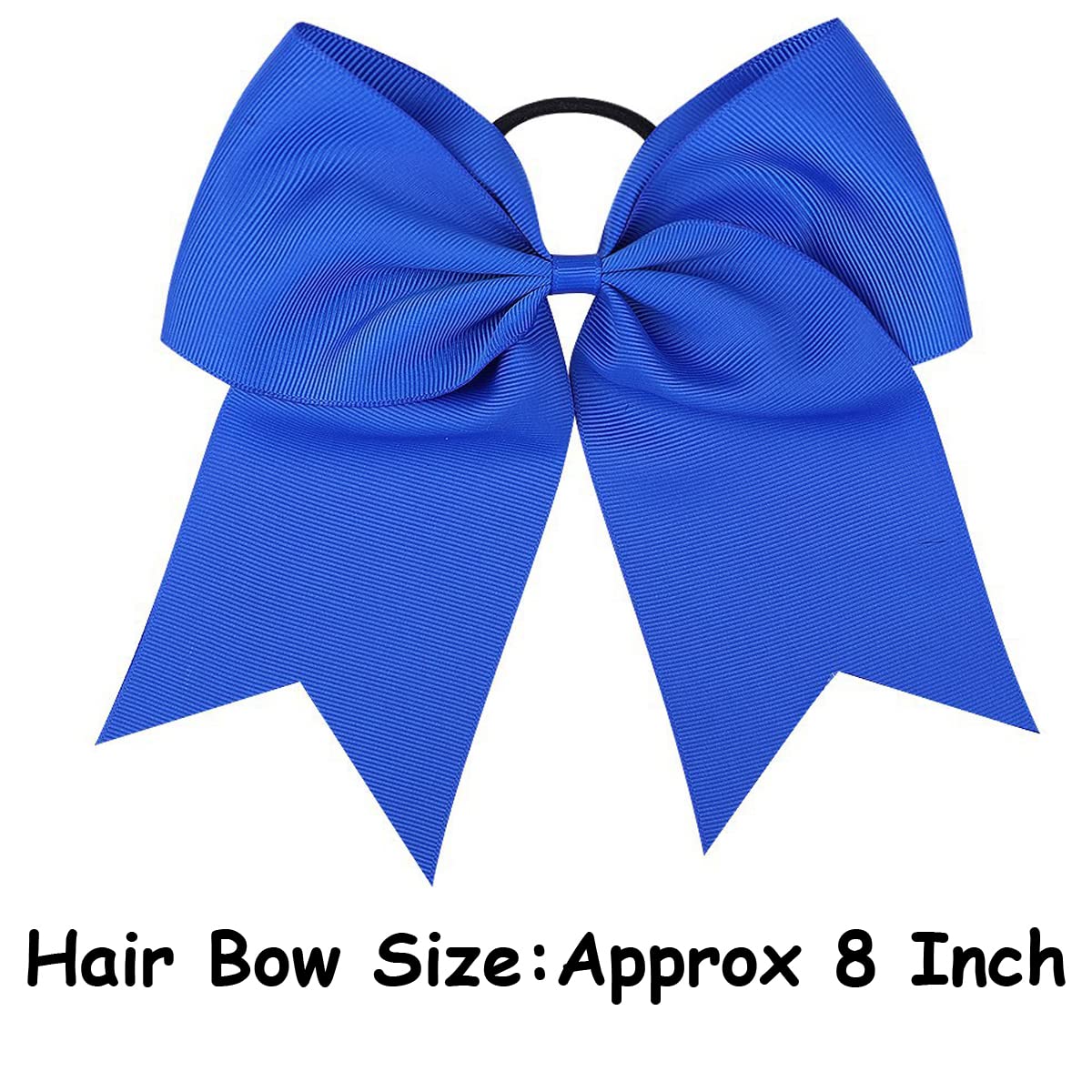 20Pcs 8" Large Cheer Bows for Girls Ponytail Holder Grosgrain Ribbon Cheerleading Bows Elastic Hair Tie Bands for Baby Girls School Colleage Teens Senior Cheerleader