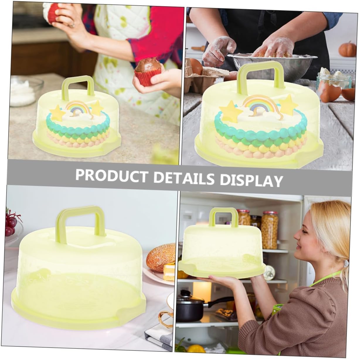 Portable Cake Carrying Case with Handle, 2pcs Green Pp Dessert Storage Boxes, Lockable Cake Packaging Containers for Baking and Party Transport
