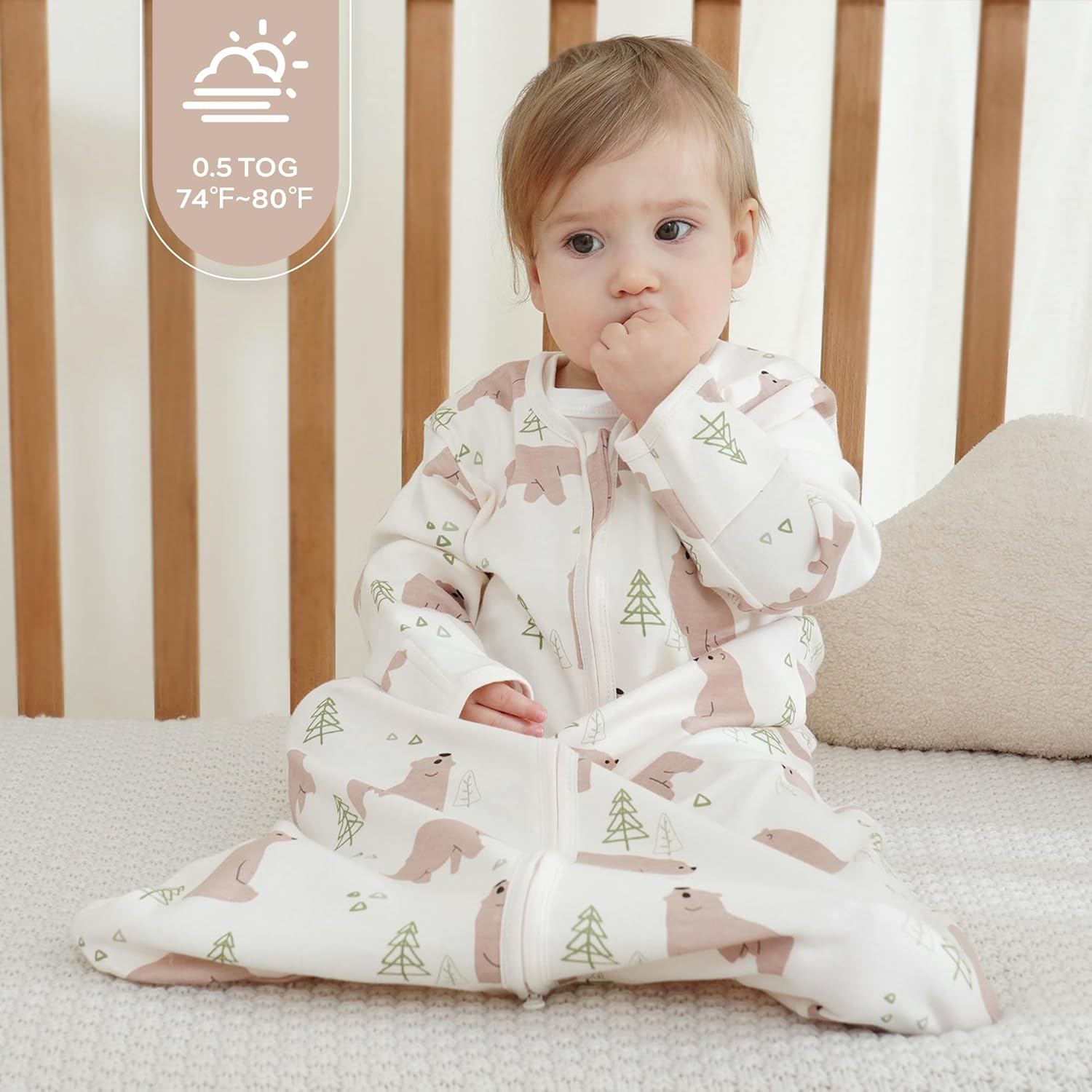 JELLYMONI Baby Sleep Sack 6-12 Months Long Sleeve Wearable Blanket for Baby, 100% Cotton 2 Pack Infant Toddler Baby Sleeping Sack Lightweight Soft 2-Way Zipper - Image 7