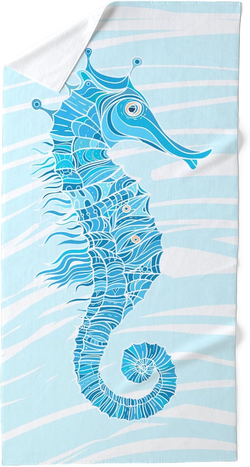 CafePress Seahorse 30"x60" Absorbent Cotton Back, Soft Beach, Pool Towel