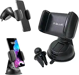 Suporte Celular para Carro 360° Antivibração Antiqueda Fixação Firme Vidro Painel Ar Condicionado Veicular Automotivo Universal Compativel com todos os Celulares Apple iPhone Samsung Galaxy - Premium