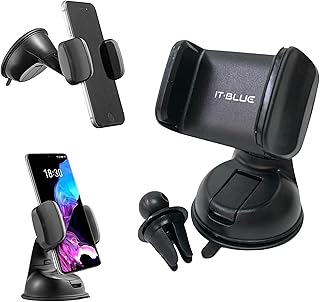 Suporte Celular para Carro 360° Antivibração Antiqueda Fixação Firme Vidro Painel Ar Condicionado Veicular Automotivo Universal Compativel com todos os Celulares Apple iPhone Samsung Galaxy - Premium