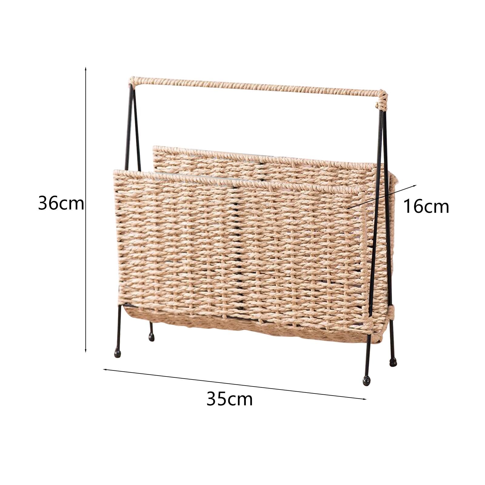 Porte-Revues Présentoi, Porte-Journaux, Porte-Revues Tressé, Livre Panier de Rangement pour Magazines Ferme, Support Métallique Multifonctionnel Décoration pour Canapé Ou Chevet de Chambre 35x6x36cm