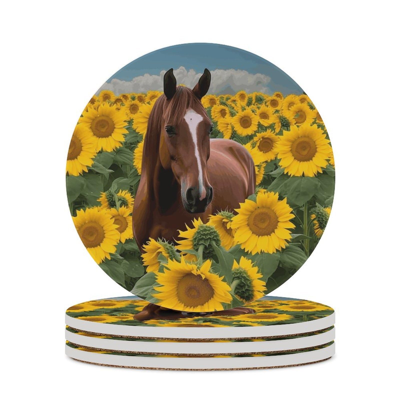 Dessous de verre motif cheval déco de table rustique pour apéritif et pause café