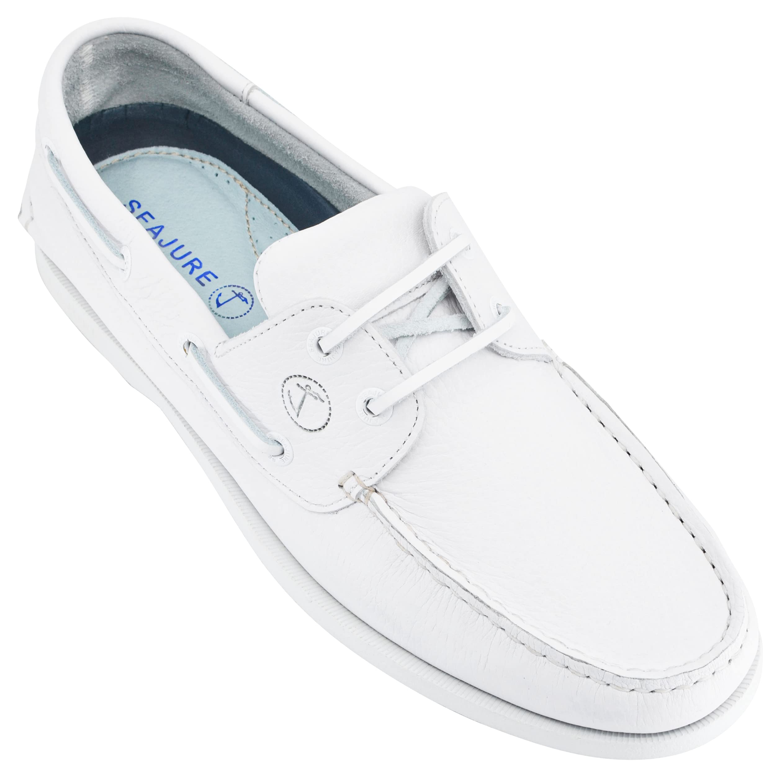 Seajure Chaussures Bateau pour Femme Knude Blanc Leather
