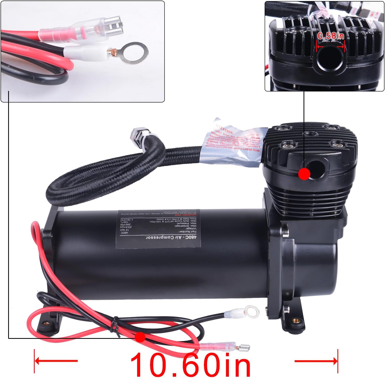 3 Gallon Air Tank with 200PSI Air Compressor for Suspension/Air Ride/Bag/Car Train Truck Horn Aluminum 12 Liter Compressed air Storage Tank Onboard System Air Suspension Compressor Kit - Image 6