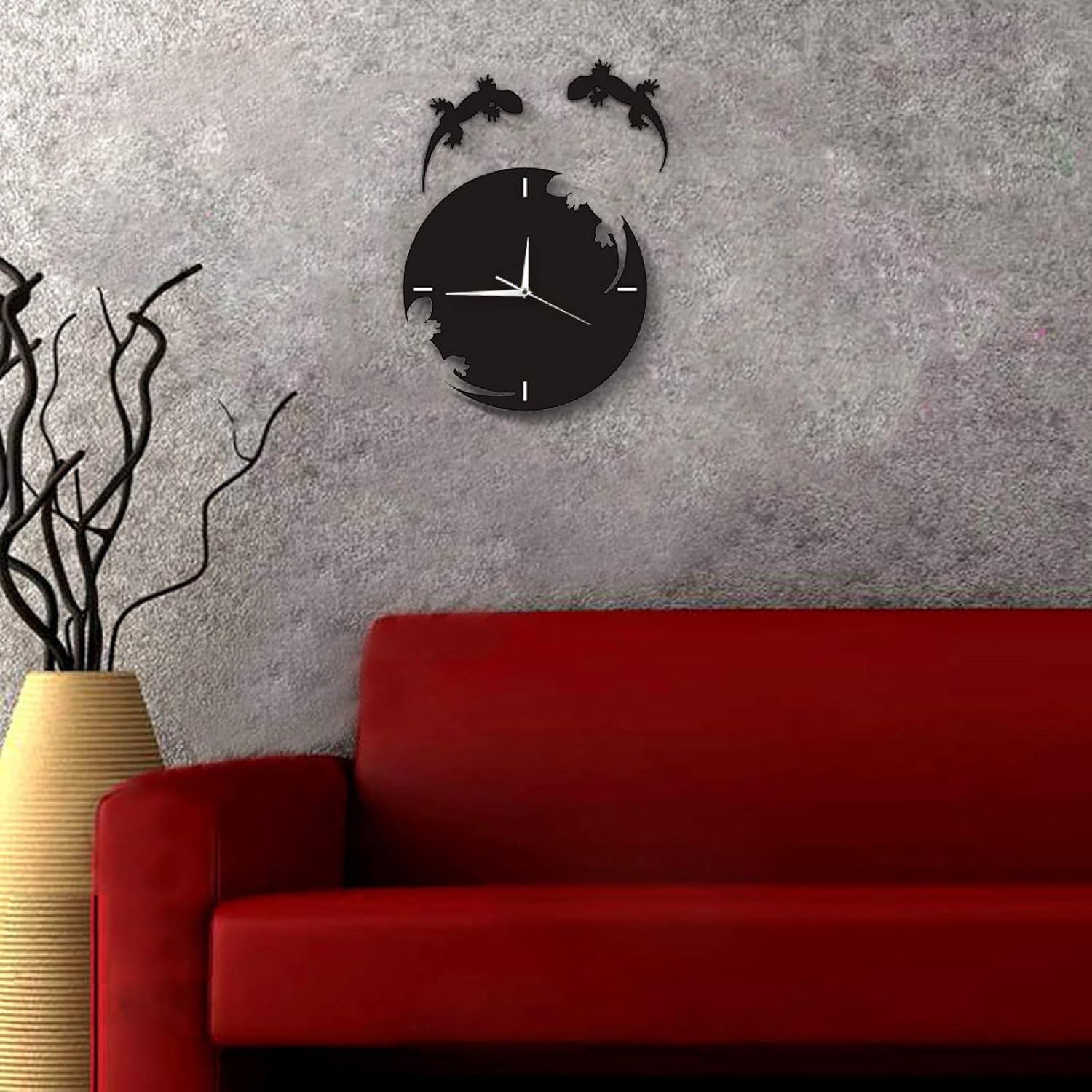 Orologio da Parete Gechi Fuga Dall'orologio da Parete Design Moderno Salamandra Geco Lucertola Orologio da Parete Animale Silhouette Rettile Home Decor