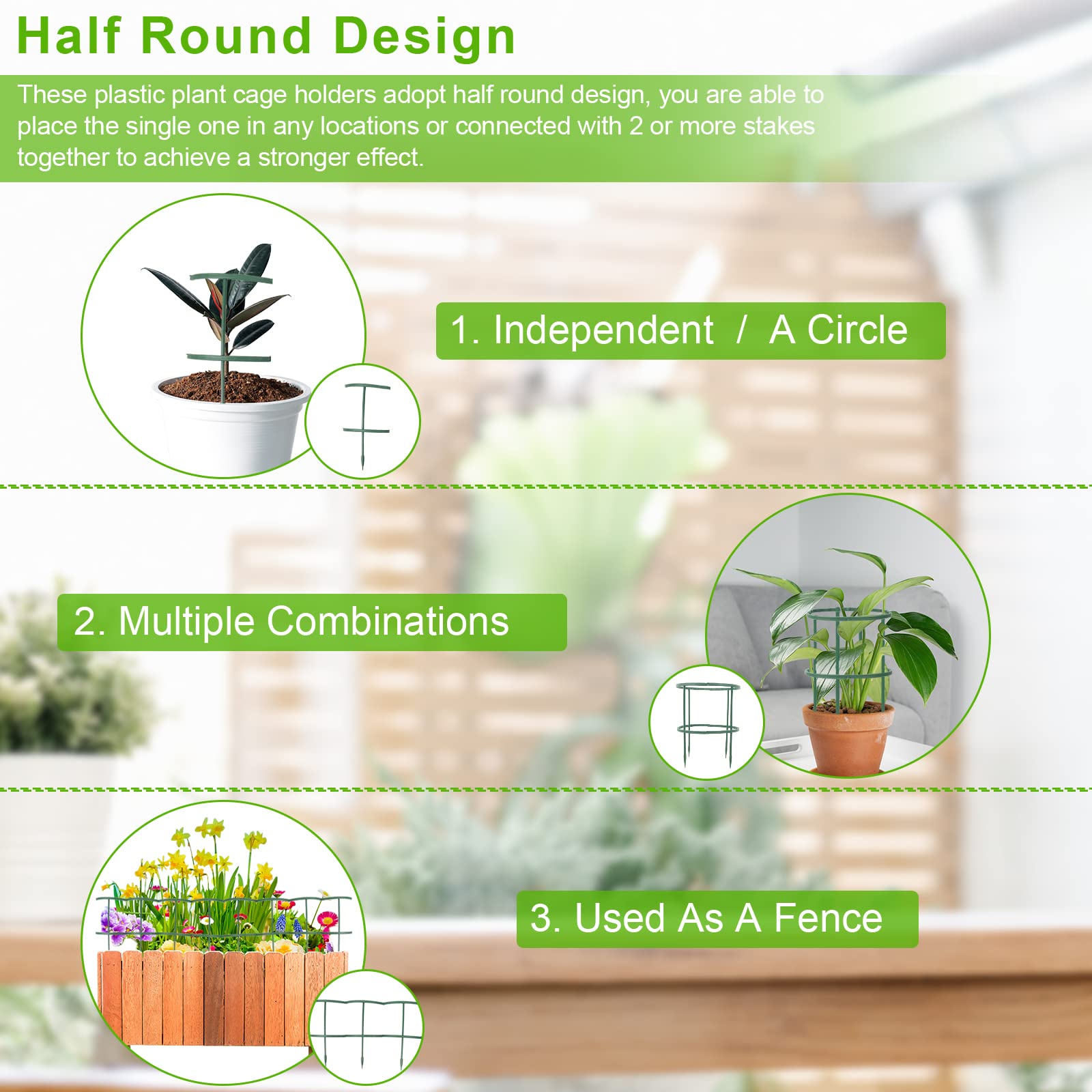 8 Pack Plant Stakes Plant Support, Deaunbr Half Round