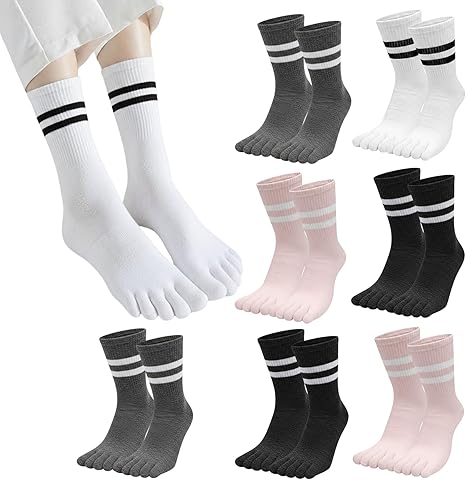 8 Pares Calcetines con Dedos Mujer, Calcetine de Algodón para Correr, Calcetines Separadores de Dedos, Calcetine con Dedos, (EU 36-39)Calcetines deportivos de algodón transpirables, suaves y cálidos