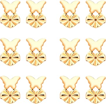 Locking Earring Backs for Studs,18k Gold Earrings Back for Studs Secure,Hypoallergenic Earring Backs Apply to Earring Backs for Droopy Ears 6 Pairs