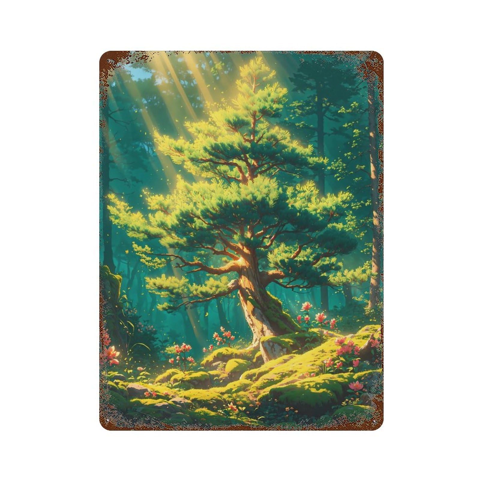 Natures Embrace Rusty Metal Tin Sign 15.7"x11.8", Ideal for Patio, Garden Room And Bar Decor