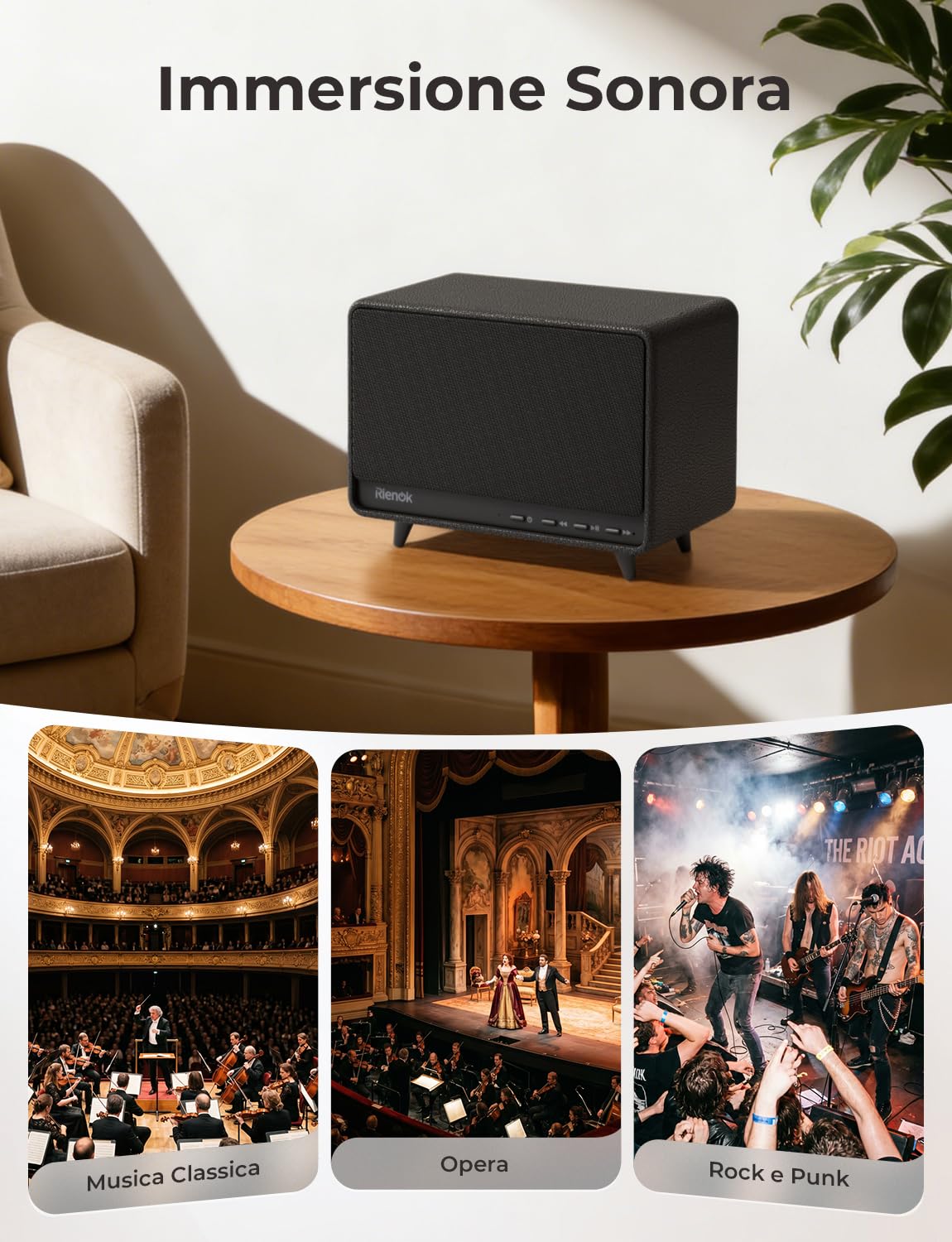 RIENOK Cassa Bluetooth Potente 40W Senza Fili Altoparlante Bluetooth Casa | Supporta USB/TF/AUX, Chiamate in Vivavoce, 24 Ore di Autonomia, Vero Stereo Wireless, Adatto per Feste in Salotto