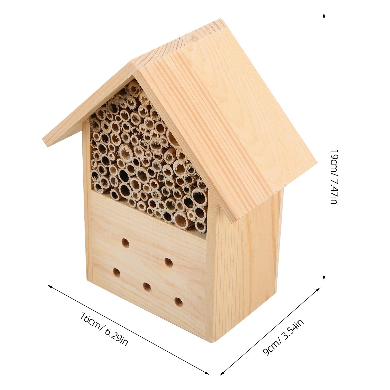 Holz Bienenhaus zum Hängen Witterungsbeständiger Bienenstock 22x6x24,5cm Natürlicher Lebensraum für Garten Bestäuber