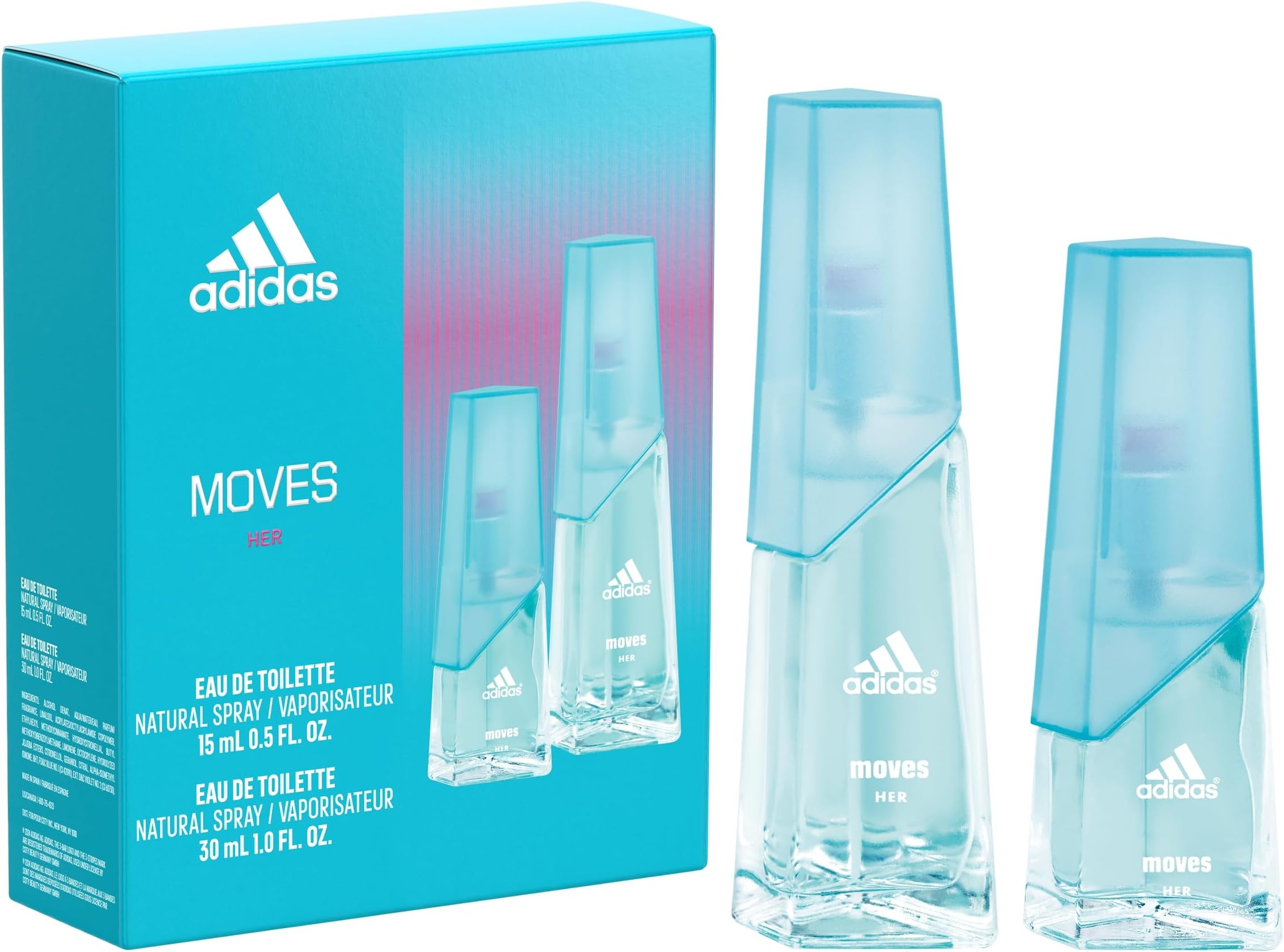 Moves for Her 2 Piece Gift Set, Notes of Grapefruit, Green Apple, and Peppermint, Women's Fragrance, Long Lasting, Sporty Fragrance, Travel Size