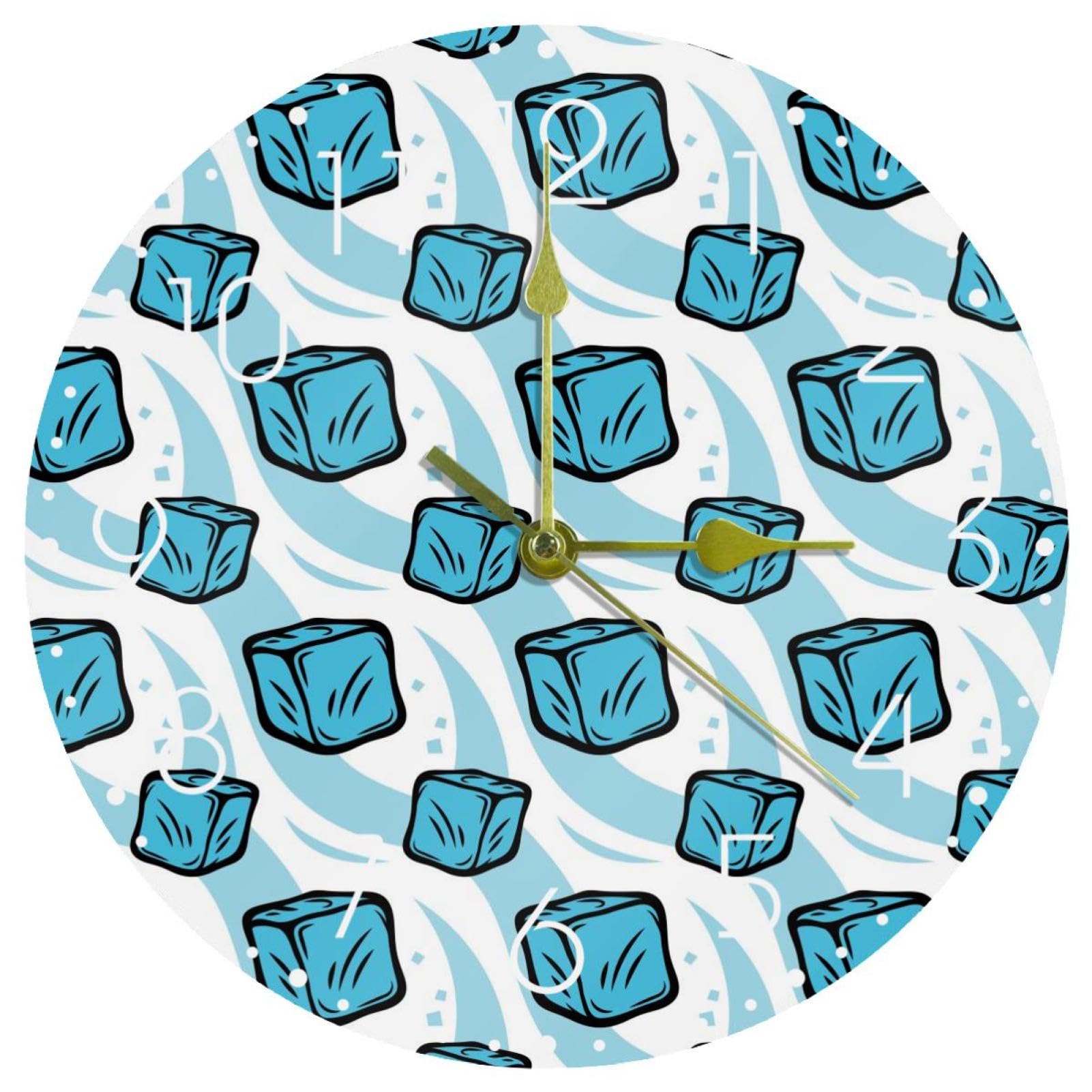 Horloge silencieuse Reine des neiges à quartz avec motif de glaçons bleus