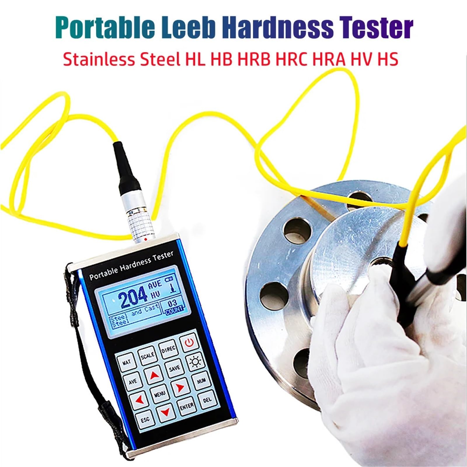 Probador de dureza de acero Leeb portátil original, probador de dureza de metal digital for acero inoxidable HL HB HRB HRC HRA HV HS durómetro para calibración