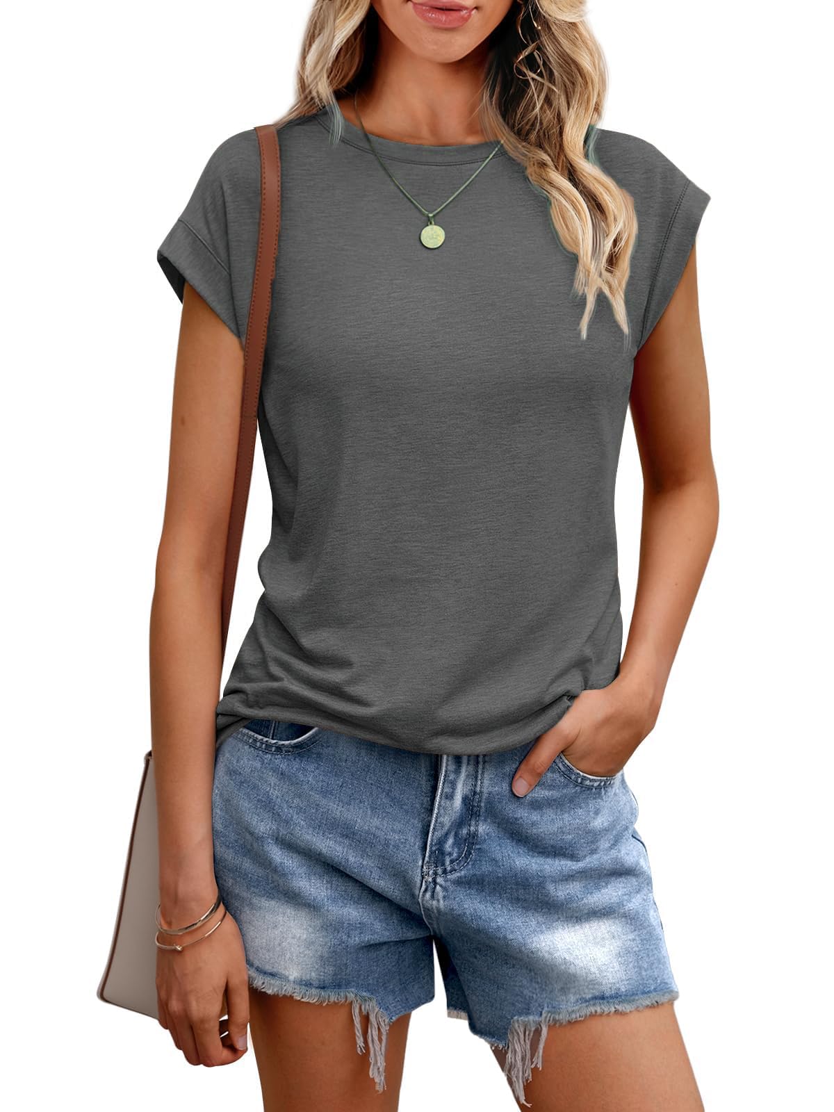 Cuptacc Tshirt Damen Tops Sommer Rundhals Oberteile Damen Elegant Basic Bluse Kurzarm Tank Top Business Outfit