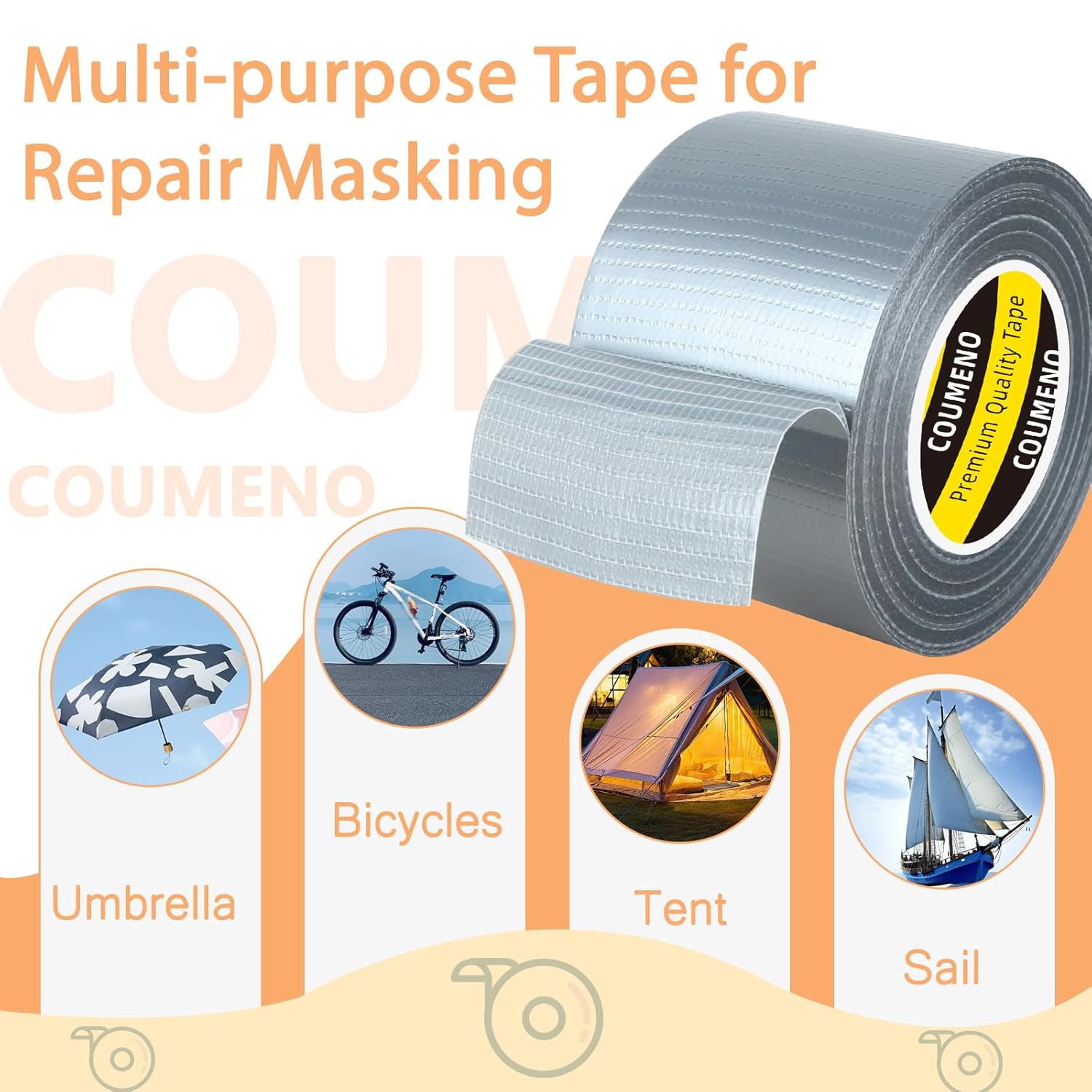 Duct Tape Heavy Duty Single Sided 2inX66FT Strong Adhesive Strength No Residue Waterproof Mesh Tape for Indoor and Outdoor Repairing Sealing Bonding Packaging Easy Use Hand Alterable Silver