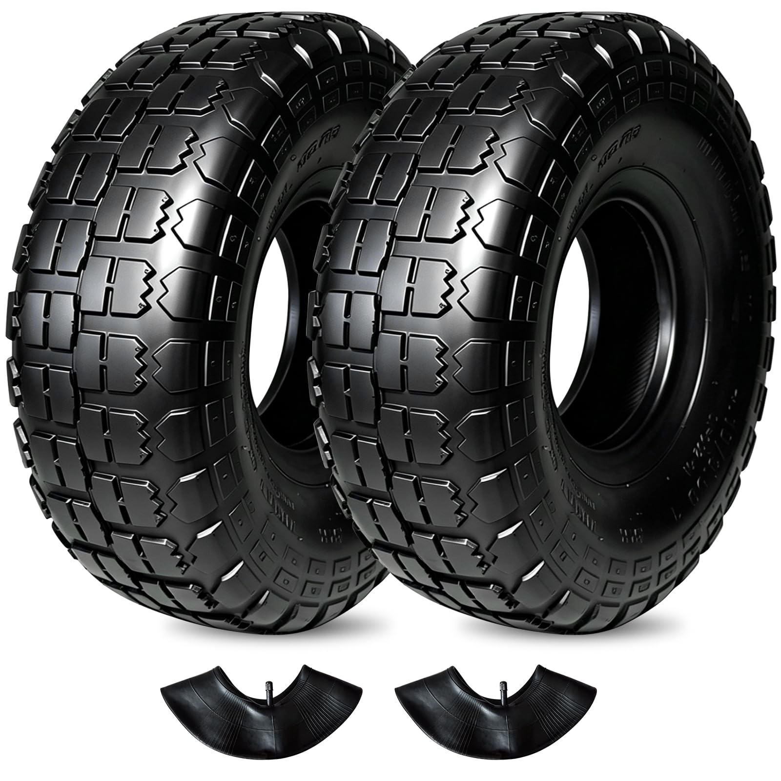 Photo 1 of 2 Sets 4.10/3.50-4 Tire and Inner Tube Set Replacement Parts for Garden Utility Wagon Cart Hand Truck Lawn Mower Snowblower Generator Go Kart Dolly Trailers High Pressure Washer