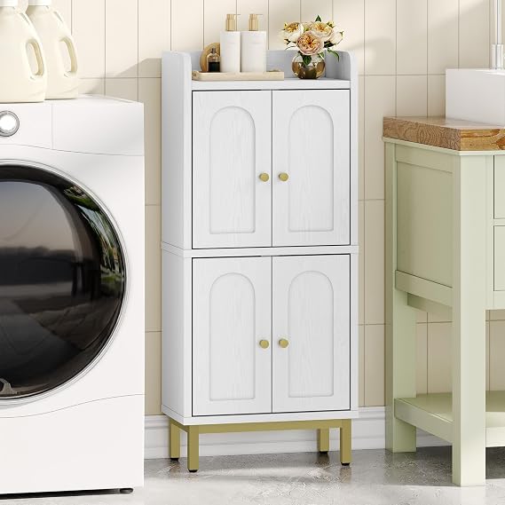 Hzuaneri Bathroom Cabinet, Small Storage Cabinet with 4 Doors