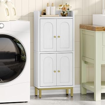 Hzuaneri Bathroom Cabinet, Small Storage Cabinet with 4 Doors