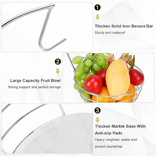 Miniatura 3 de Livabber Cesta de frutas para encimera con colgador de plátano, moderno almacenamiento de frutas y verduras, con soporte para árbol de plátano para